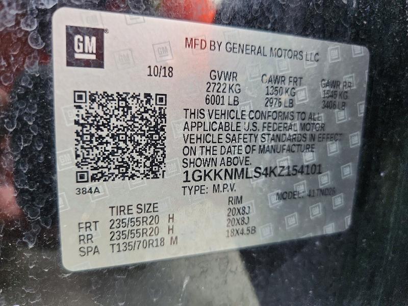 Aukcja sprzedaży 2019 Gmc Acadia, vin: 1GKKNMLS4KZ154101, numer aukcji: 62009646