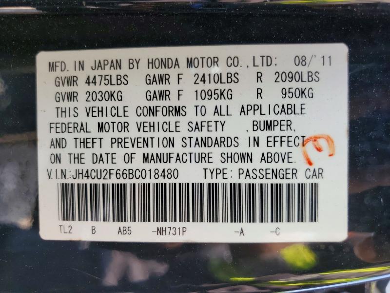 63129276 :رقم المزاد ، JH4CU2F66BC018480 vin ، 2011 Acura Tsx مزاد بيع