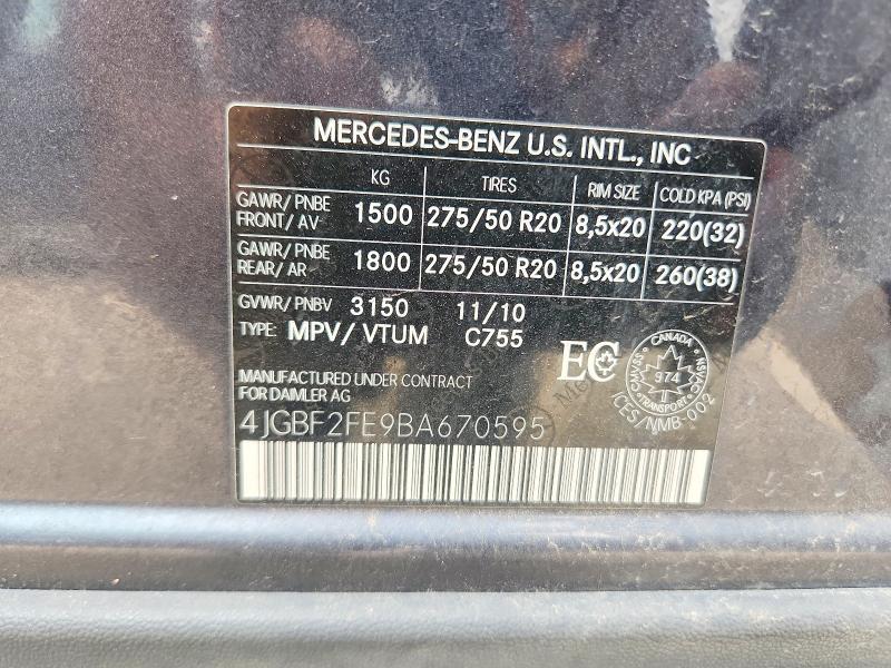 Aukcja sprzedaży 2011 Mercedes-benz Gl, vin: 4JGBF2FE9BA670595, numer aukcji: 61674546