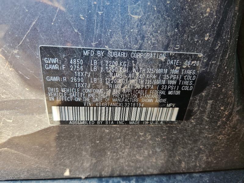 Aukcja sprzedaży 2020 Subaru Outback, vin: 4S4BTANCXL3218194, numer aukcji: 60220146