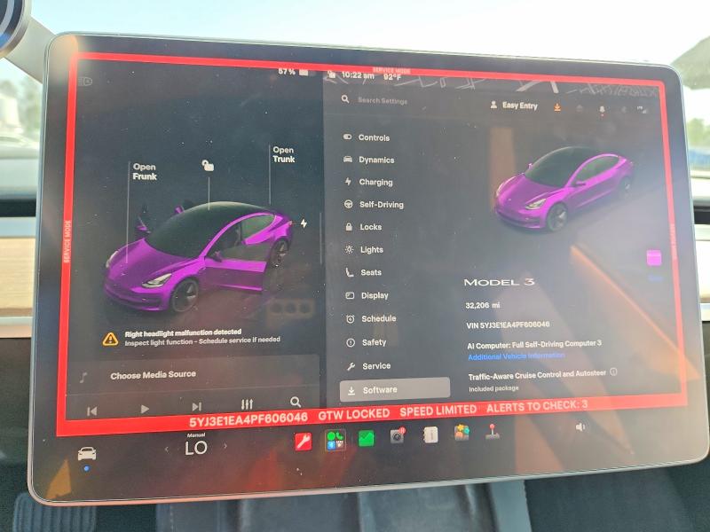 2023 Tesla Model 3 მანქანა იყიდება აუქციონზე, vin: 5YJ3E1EA4PF606046, აუქციონის ნომერი: 60645976