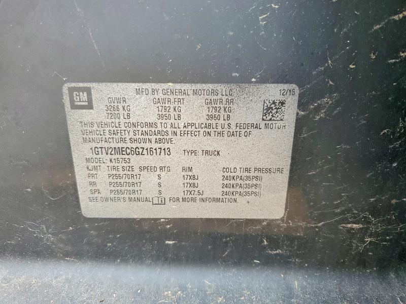 Продаж на аукціоні авто 2016 Gmc Sierra, vin: 1GTV2MEC6GZ161713, номер лоту: 62822636