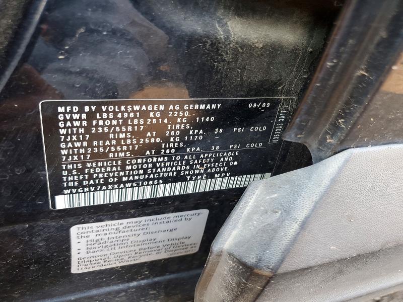 Aukcja sprzedaży 2010 Volkswagen Tiguan, vin: WVGBV7AXXAW510655, numer aukcji: 59970906