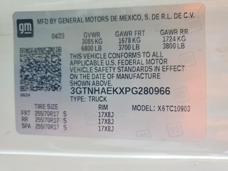 60820226 :رقم المزاد ، 3GTNHAEKXPG280966 vin ، 2023 Gmc Sierra مزاد بيع