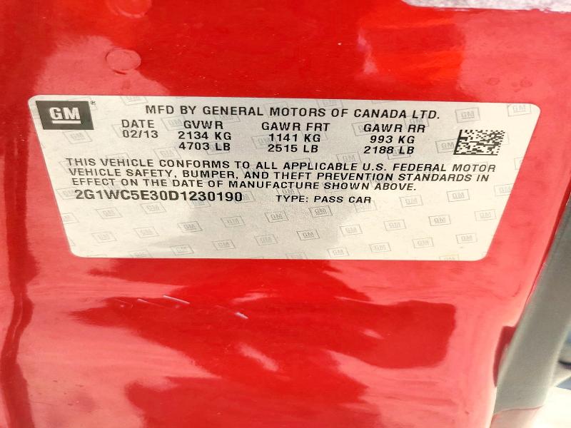 2013 Chevrolet Impala მანქანა იყიდება აუქციონზე, vin: 2G1WC5E30D1230190, აუქციონის ნომერი: 60987216