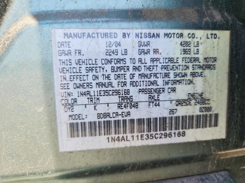 Продажа на аукционе авто 2005 Nissan Altima, vin: 1N4AL11E35C296168, номер лота: 60009796