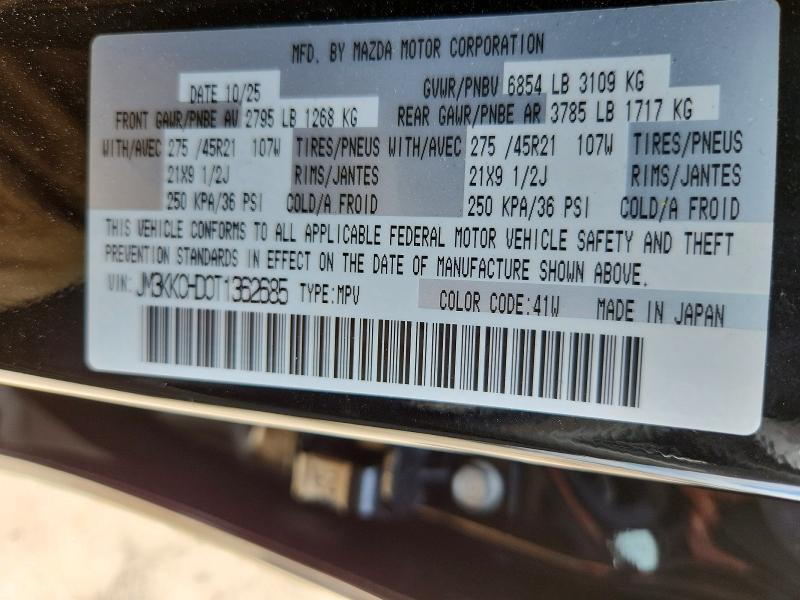 59324766 :رقم المزاد ، JM3KKCHD0T1362685 vin ، 2026 Mazda Cx-90 مزاد بيع