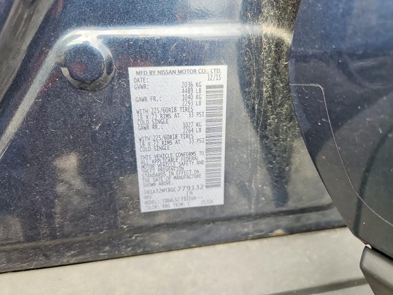 2016 Nissan Rogue მანქანა იყიდება აუქციონზე, vin: 5N1AT2MT8GC779132, აუქციონის ნომერი: 62825956