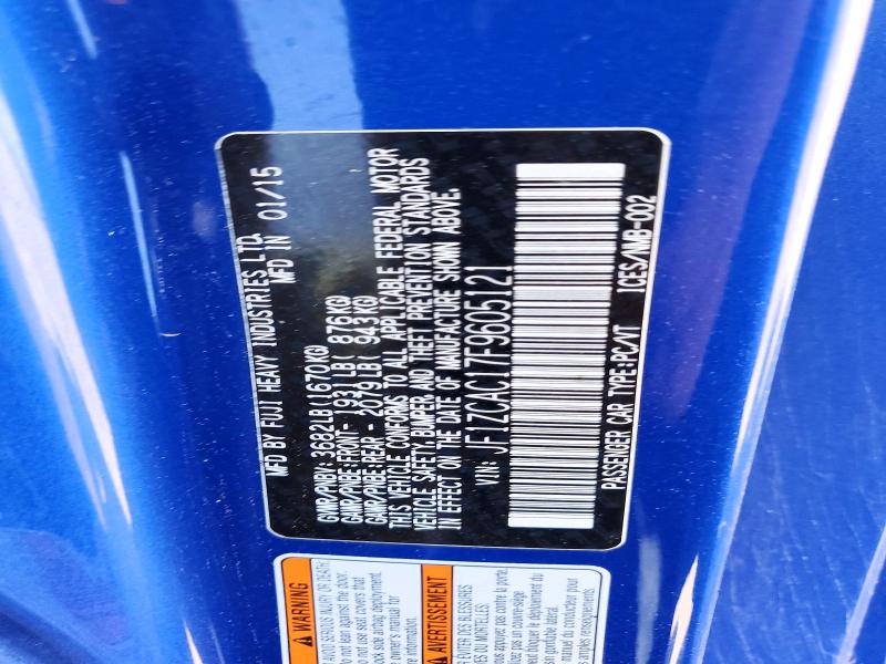 2015 Subaru Brz მანქანა იყიდება აუქციონზე, vin: JF1ZCAC17F9605121, აუქციონის ნომერი: 61422766