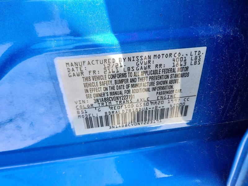 61531126 :رقم المزاد ، 3N1AB8CV0NY223191 vin ، 2022 Nissan Sentra مزاد بيع