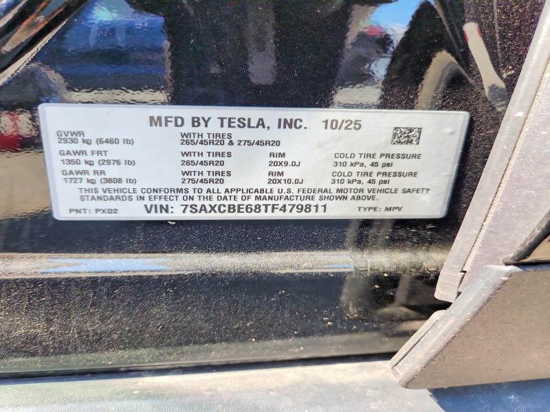 Продажа на аукционе авто 2026 Tesla Model X, vin: 7SAXCBE68TF479811, номер лота: 58930406