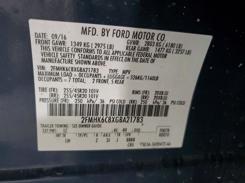 Продаж на аукціоні авто 2016 Ford Flex, vin: 2FMHK6C8XGBA21783, номер лоту: 59328516