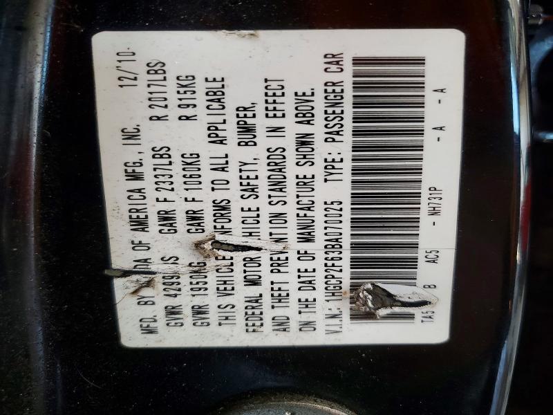 Aukcja sprzedaży 2011 Honda Accord, vin: 1HGCP2F63BA070025, numer aukcji: 61954336
