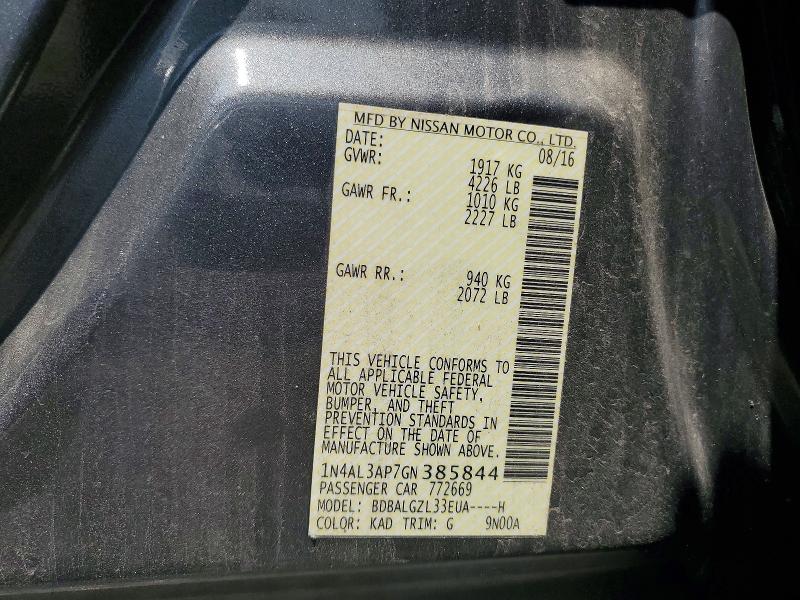 Продажа на аукционе авто 2016 Nissan Altima, vin: 1N4AL3AP7GN385844, номер лота: 61315366