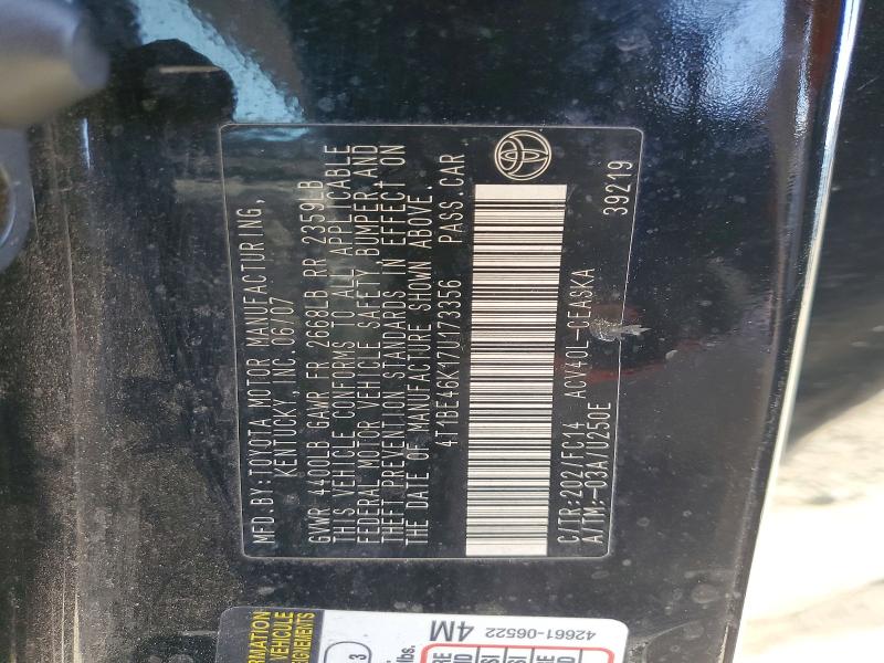Aukcja sprzedaży 2007 Toyota Camry, vin: 4T1BE46K17U173356, numer aukcji: 60804336