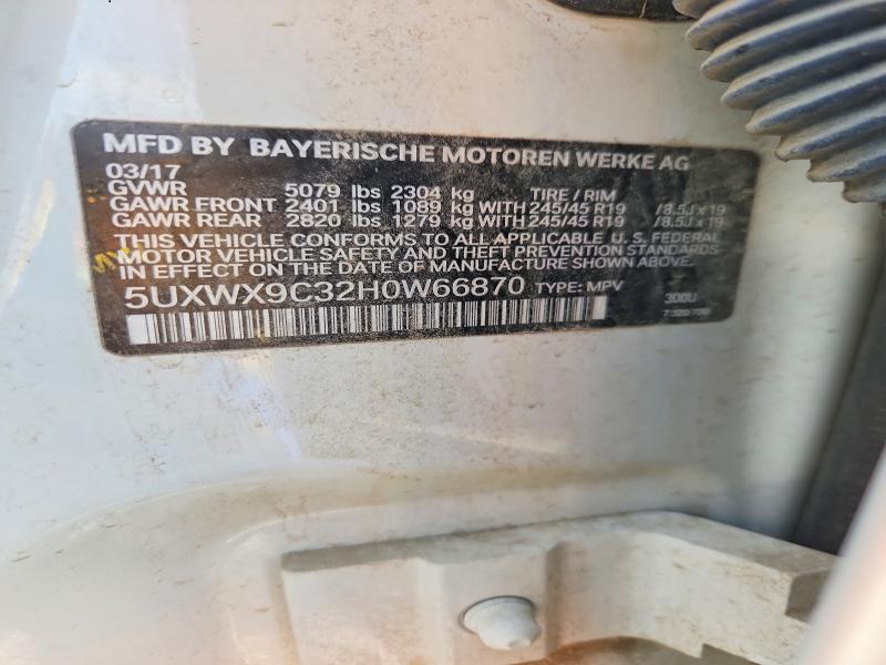 Продажа на аукционе авто 2017 Bmw X3, vin: 5UXWX9C32H0W66870, номер лота: 59566856