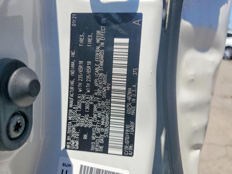 Aukcja sprzedaży 2021 Toyota Highlander, vin: 5TDBZRBH8MS530192, numer aukcji: 59822196