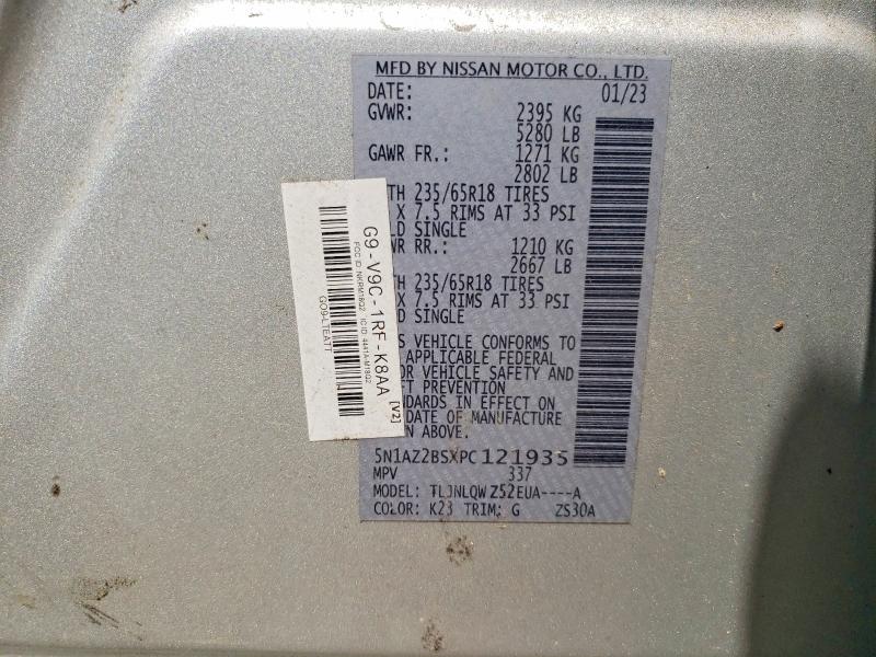 59809206 :رقم المزاد ، 5N1AZ2BSXPC121935 vin ، 2023 Nissan Murano مزاد بيع