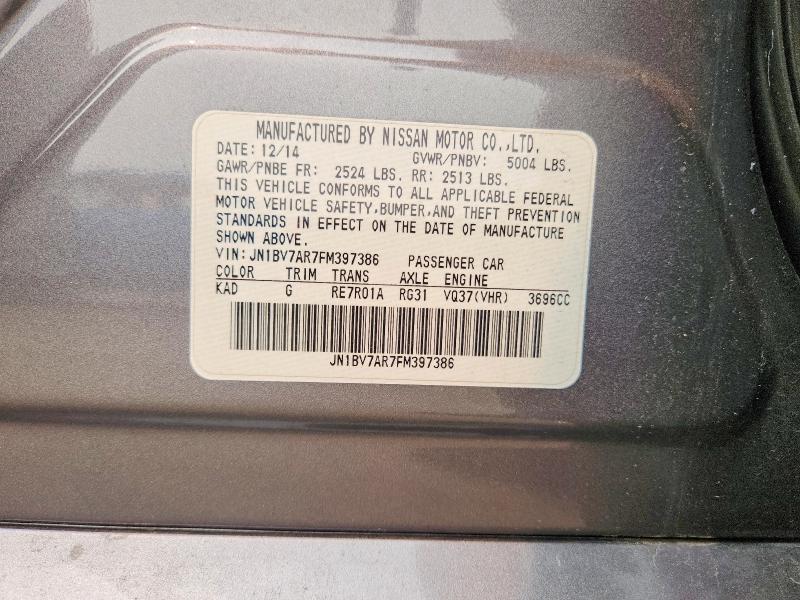 Продажа на аукционе авто 2015 Infiniti Q50, vin: JN1BV7AR7FM397386, номер лота: 60454506