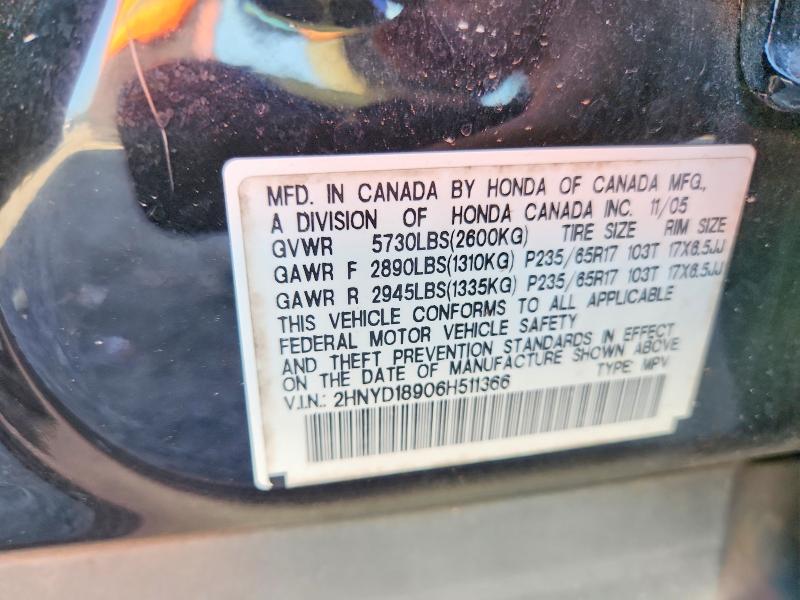 2006 Acura Mdx მანქანა იყიდება აუქციონზე, vin: 2HNYD18906H511366, აუქციონის ნომერი: 60811446
