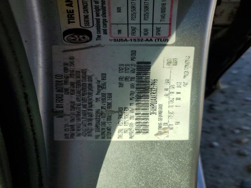Aukcja sprzedaży 2012 Ford Fusion, vin: 3FAHP0JAXCR325996, numer aukcji: 59798626