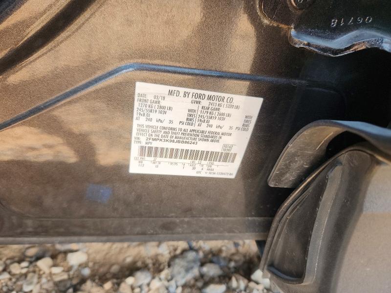 2018 Ford Edge მანქანა იყიდება აუქციონზე, vin: 2FMPK3K98JBB86243, აუქციონის ნომერი: 61171496