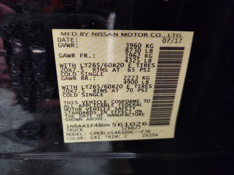 62420876 :رقم المزاد ، 1N6AA1F48HN561026 vin ، 2017 Nissan Titan Xd مزاد بيع