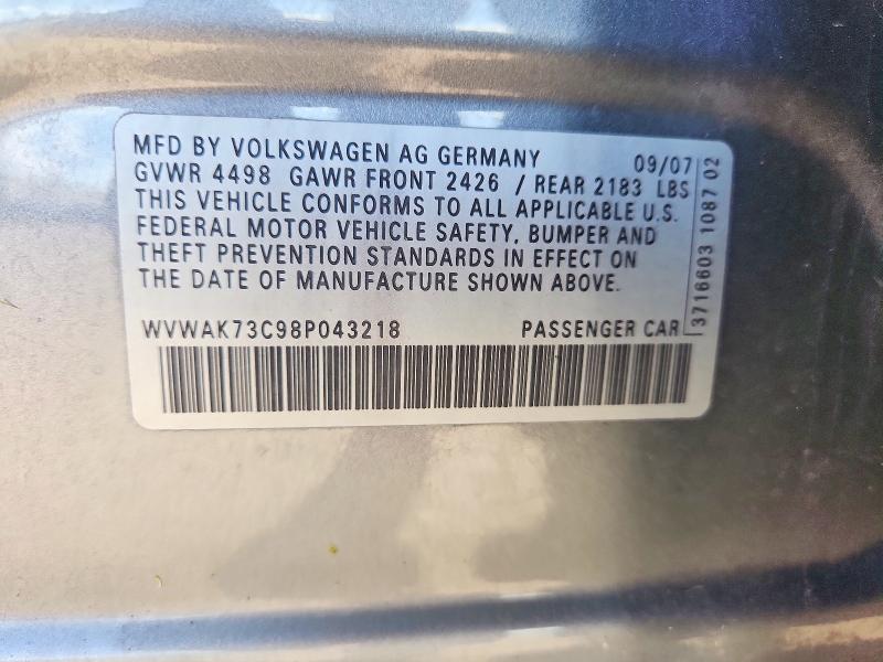 61965656 :رقم المزاد ، WVWAK73C98P043218 vin ، 2008 Volkswagen Passat مزاد بيع