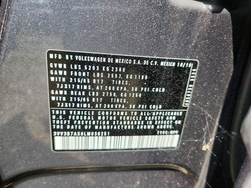 Продаж на аукціоні авто 2020 Volkswagen Tiguan, vin: 3VV3B7AX6LM038251, номер лоту: 61017116