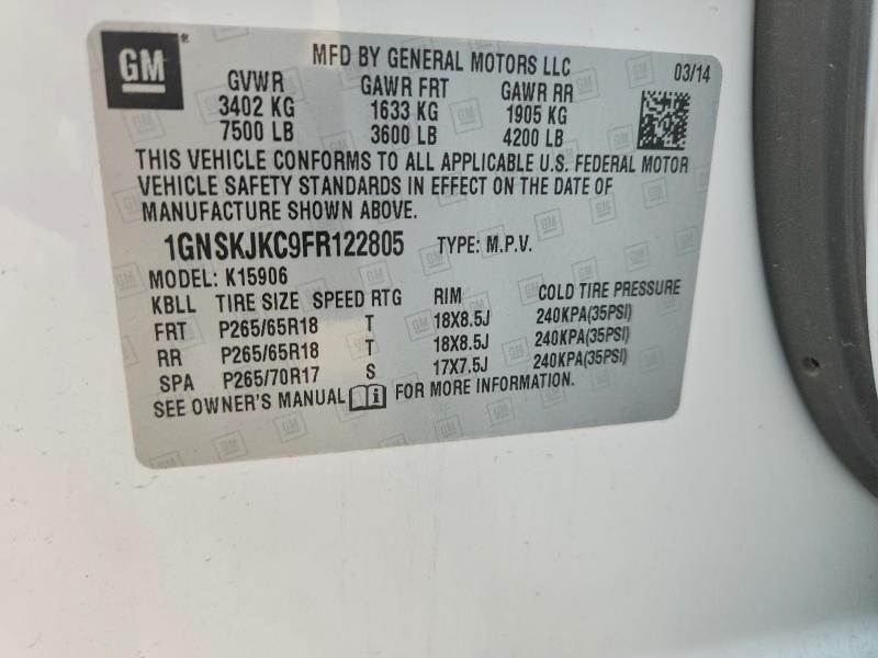 Auction sale of the 2015 Chevrolet Suburban, vin: 1GNSKJKC9FR122805, lot number: 61622406