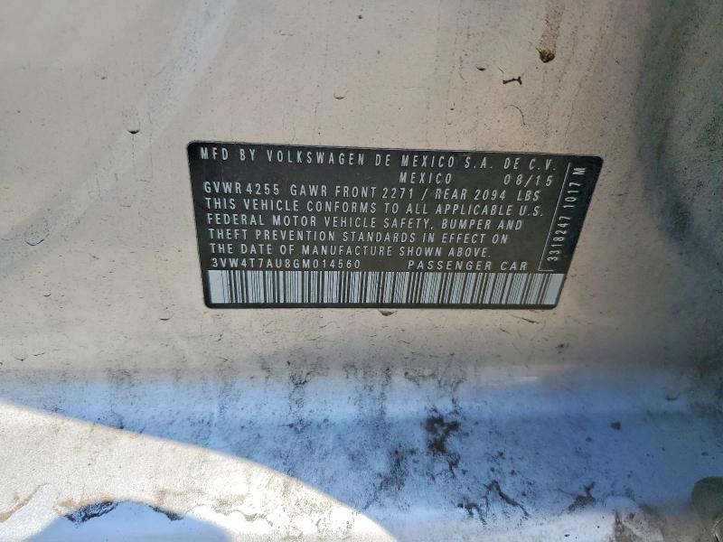59549346 :رقم المزاد ، 3VW4T7AU8GM014560 vin ، 2016 Volkswagen Gti مزاد بيع