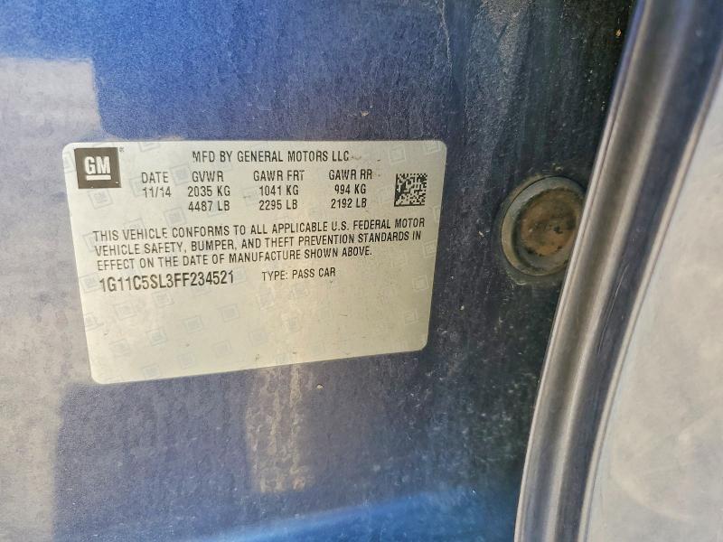 Aukcja sprzedaży 2015 Chevrolet Malibu, vin: 1G11C5SL3FF234521, numer aukcji: 60070226