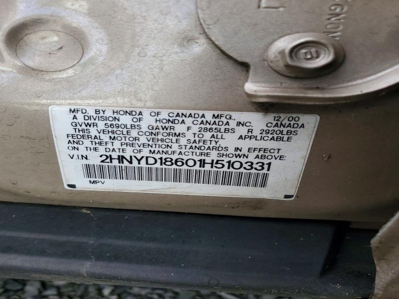 Продаж на аукціоні авто 2001 Acura Mdx, vin: 2HNYD18601H510331, номер лоту: 62309736