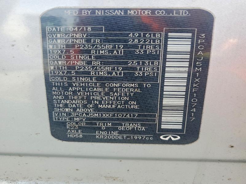 Продажа на аукционе авто 2019 Infiniti Qx50, vin: 3PCAJ5M1XKF107417, номер лота: 61694186