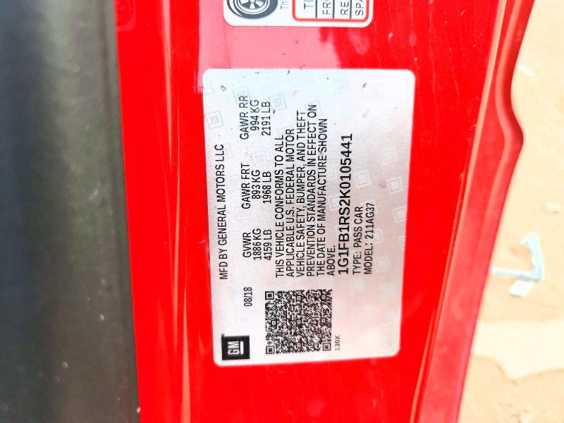 Aukcja sprzedaży 2019 Chevrolet Camaro, vin: 1G1FB1RS2K0105441, numer aukcji: 62094596