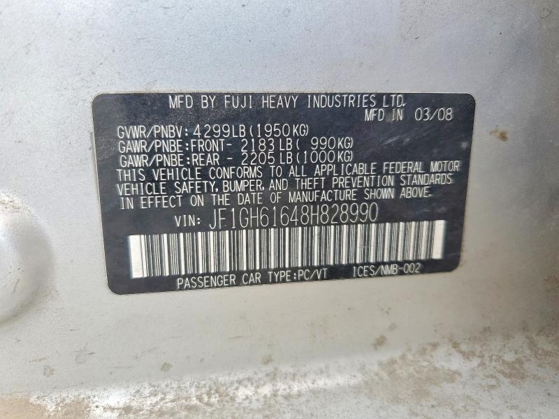 2008 Subaru Impreza მანქანა იყიდება აუქციონზე, vin: JF1GH61648H828990, აუქციონის ნომერი: 61212126