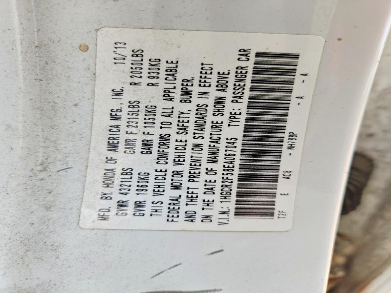 61596426 :رقم المزاد ، 1HGCR2F58EA067045 vin ، 2014 Honda Accord مزاد بيع