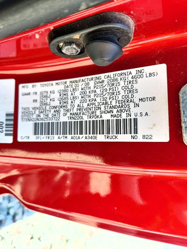 Продажа на аукционе авто 2008 Toyota Tacoma, vin: 5TENX22N38Z533722, номер лота: 60761636