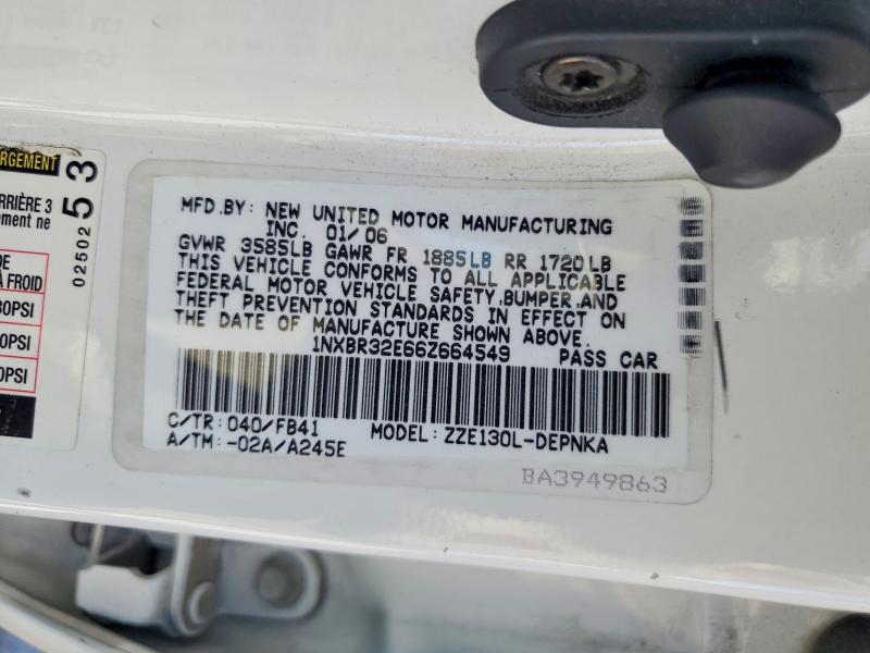 2006 Toyota Corolla მანქანა იყიდება აუქციონზე, vin: 1NXBR32E66Z664549, აუქციონის ნომერი: 60429866