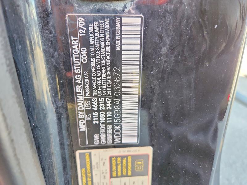 61839086 :رقم المزاد ، WDDKJ5GB8AF032872 vin ، 2010 Mercedes-benz E مزاد بيع