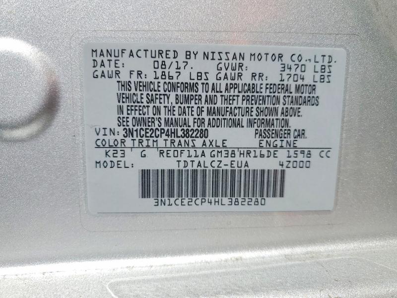 Продажа на аукционе авто 2017 Nissan Versa Note, vin: 3N1CE2CP4HL382280, номер лота: 61643816