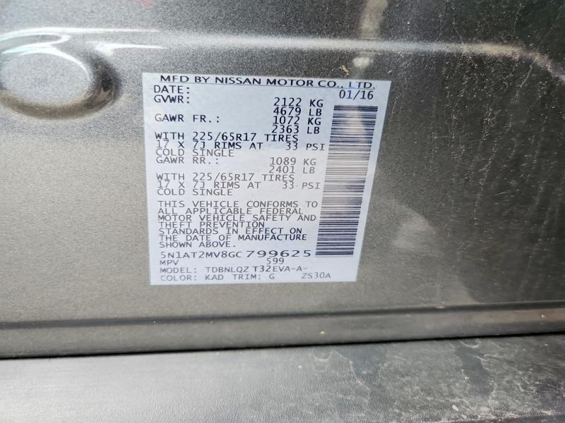 Продаж на аукціоні авто 2016 Nissan Rogue, vin: 5N1AT2MV8GC799625, номер лоту: 60521256