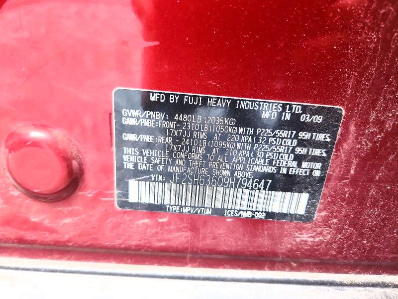 Продажа на аукционе авто 2009 Subaru Forester, vin: JF2SH63609H794647, номер лота: 60257666