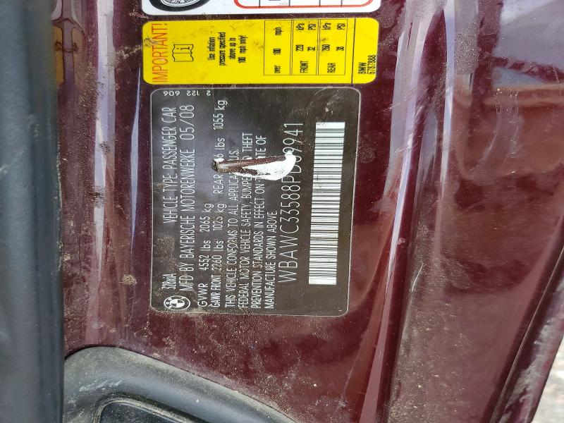62455906 :رقم المزاد ، WBAWC33588PD09941 vin ، 2008 Bmw 328 مزاد بيع
