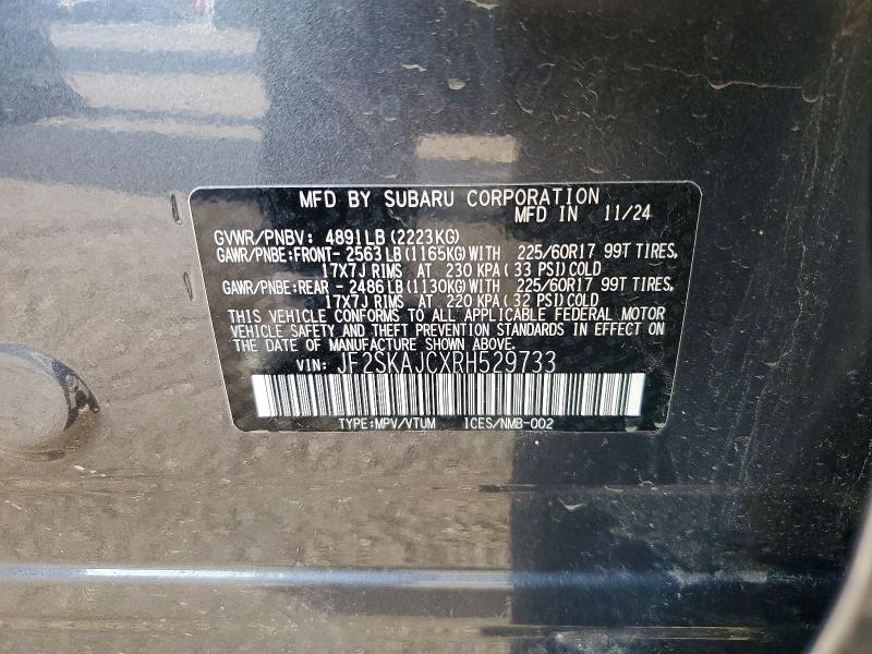 2024 Subaru Forester მანქანა იყიდება აუქციონზე, vin: JF2SKAJCXRH529733, აუქციონის ნომერი: 61584086