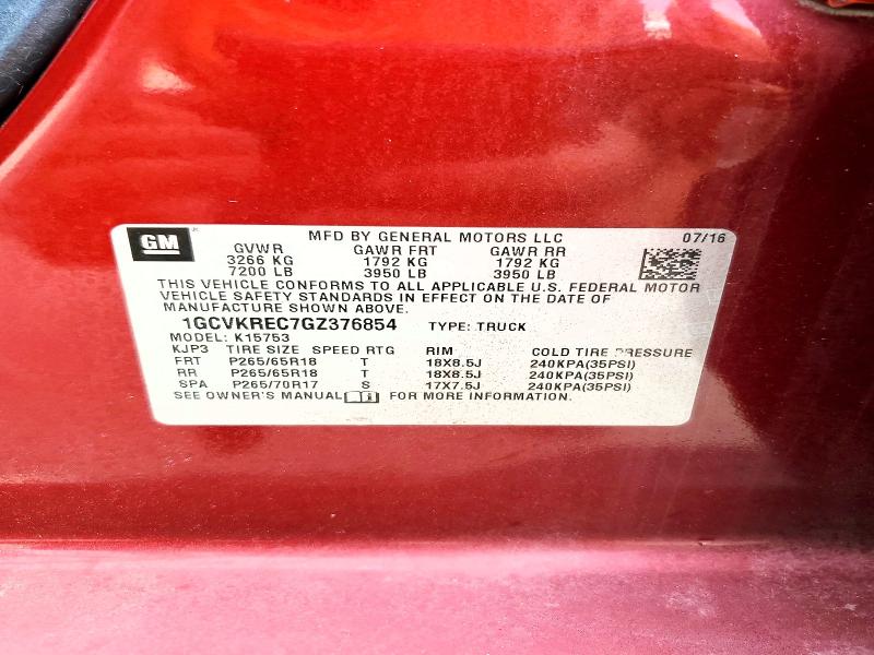 Продаж на аукціоні авто 2016 Chevrolet Silverado, vin: 1GCVKREC7GZ376854, номер лоту: 59618566