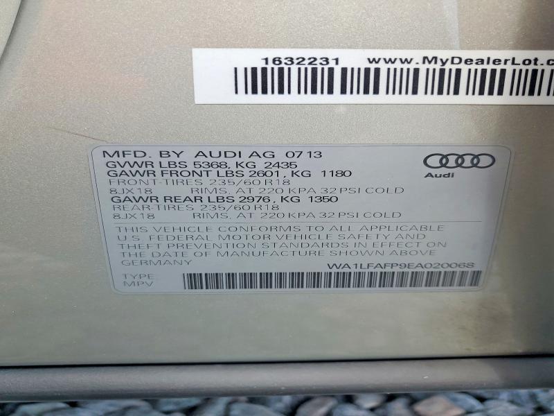 61818226 :رقم المزاد ، WA1LFAFP9EA020068 vin ، 2014 Audi Q5 مزاد بيع