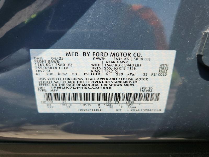 Aukcja sprzedaży 2025 Ford Explorer, vin: 1FMUK7DH1SGC01545, numer aukcji: 62702836