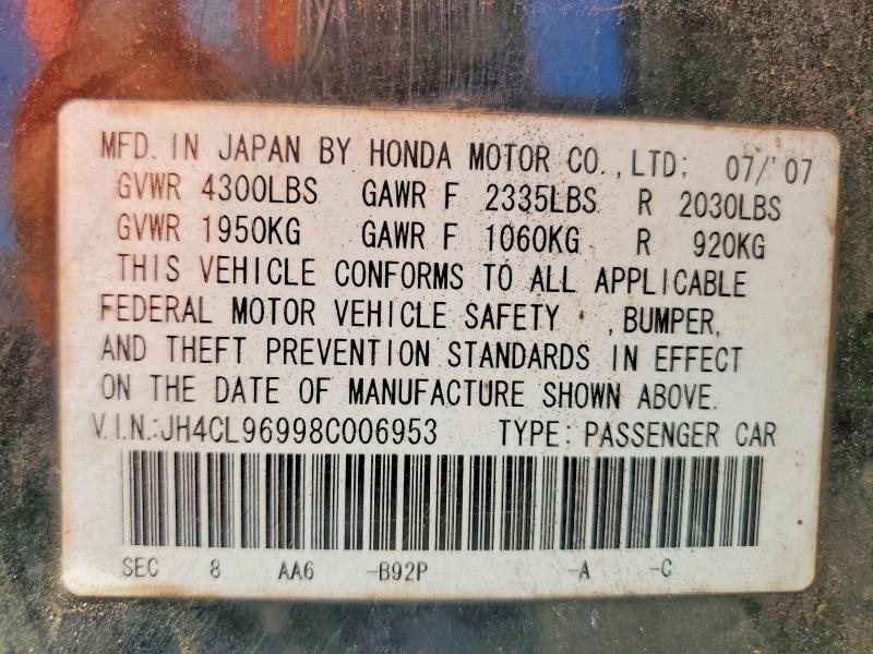 Продажа на аукционе авто 2008 Acura Tsx, vin: JH4CL96998C006953, номер лота: 61851866