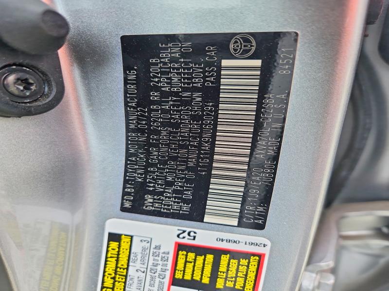 Продажа на аукционе авто 2022 Toyota Camry, vin: 4T1G11AK9NU690294, номер лота: 62594566